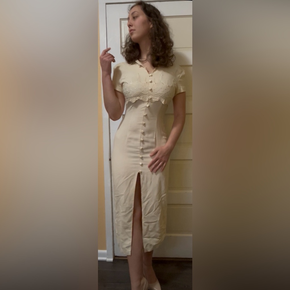 Cream Button-Down Xtrmz Vintage Dress